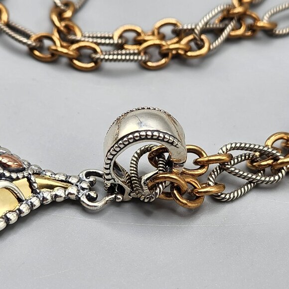 Carolyn Pollack 925 Brass Copper Necklace Bracelet Set Filigree Teardrop Silver - Picture 3 of 15